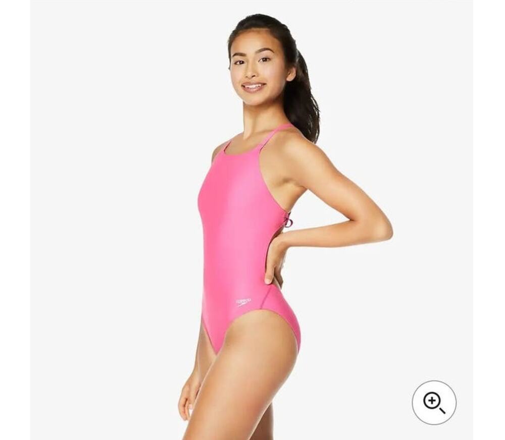 NWT Speedo Solid Tie Back One Piece training swimsuit - 22 - pink glow - 22